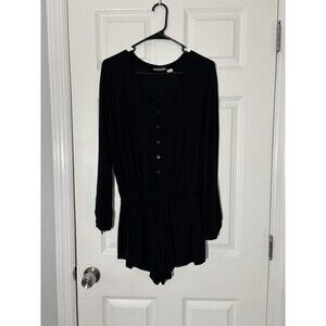 Nordstrom Lingerie Button Bodice Modal One Piece Lounger Romper Women Sm Black